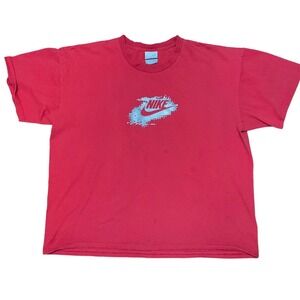 Vintage Nike T-Shirt Y2K Size XL Red Grunge Street Wear Splat Graphic